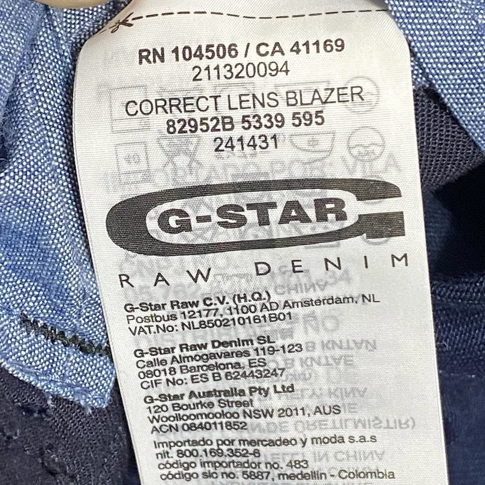 G-Star Raw Correct Blazer Police Blue Jacket Coat Size Tag Size 48 Chest Size 40